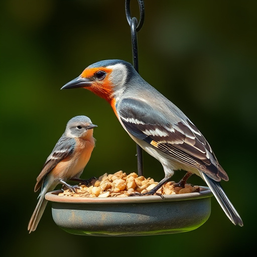 Birdbath with birds drinking water