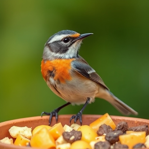 Birdbath with birds drinking water