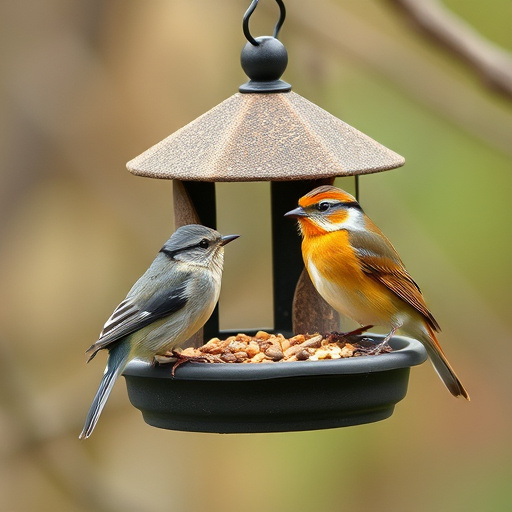 Birds drinking from clean bird bath
