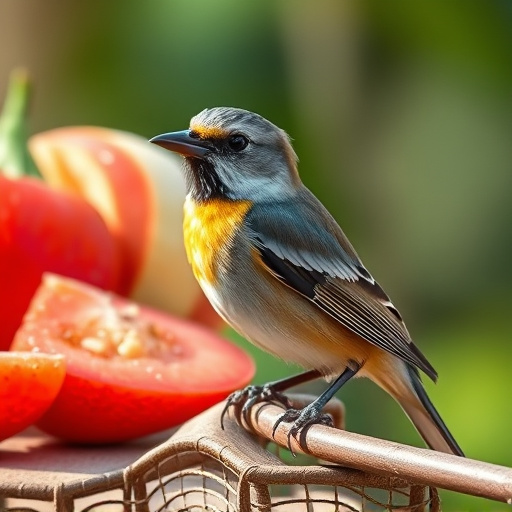 Birds eating mealworms on plate
