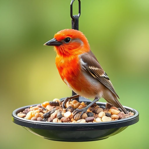 Birds eating tidy feeder seed blend