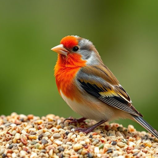 Birds eating tidy feeder seed blend