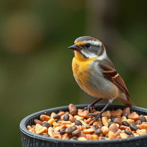 Birds eating tidy feeder seed blend