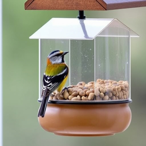 Birds enjoying seeds by window feeder