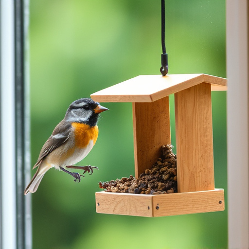 Birds enjoying seeds by window feeder