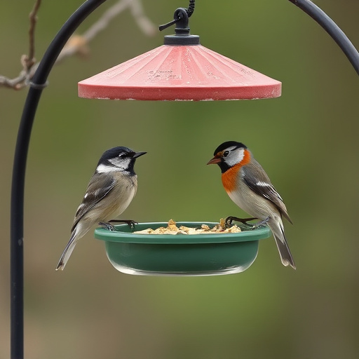 Birds enjoying suet balls outdoors