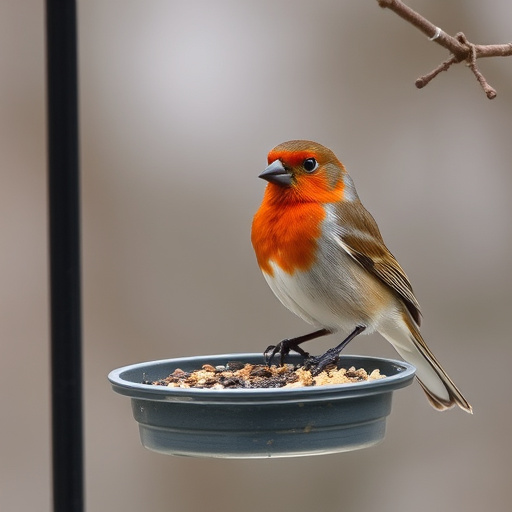 Birds feeding from hanging seed feeder