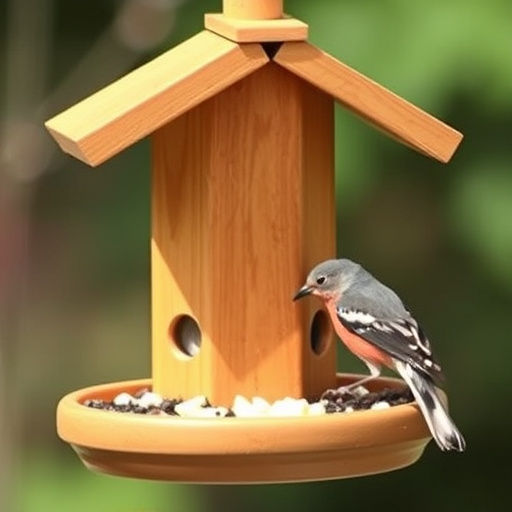 Birds feeding from tidy enclosed feeder