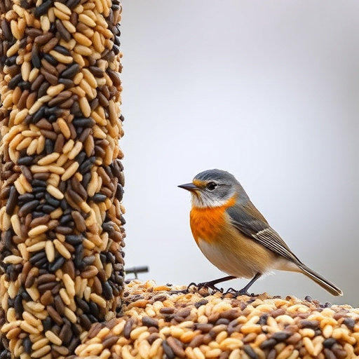 Birds feeding on sunflower hearts