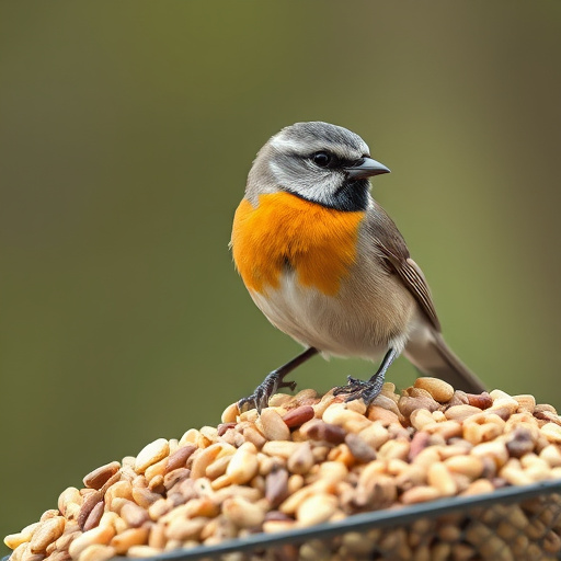 Birds feeding on sunflower hearts