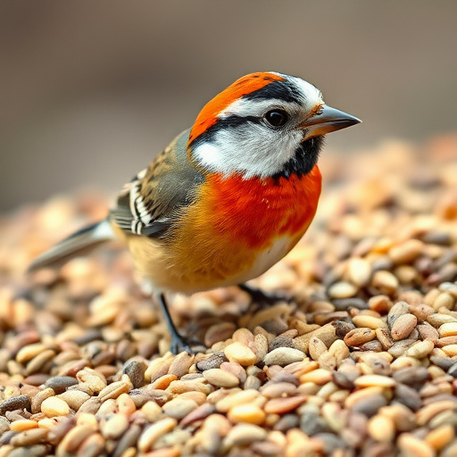 Birds feeding on sunflower hearts