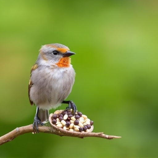 Birds feeding on sunflower hearts