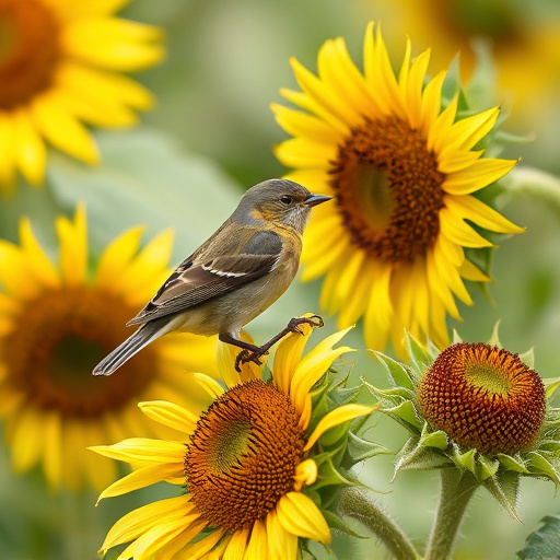 Birds feeding on sunflower hearts feeder