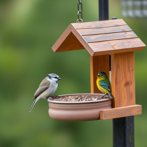 Birds feeding on sunflower hearts feeder