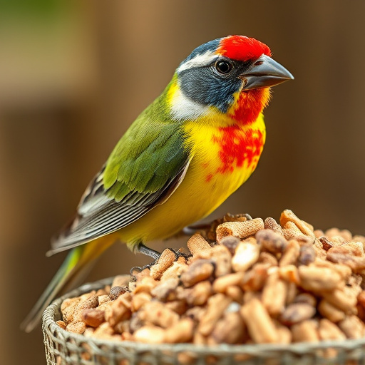 Birds feeding on wheat-free mix