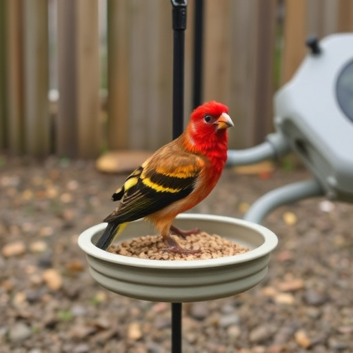 Birds feeding on window bird feeder