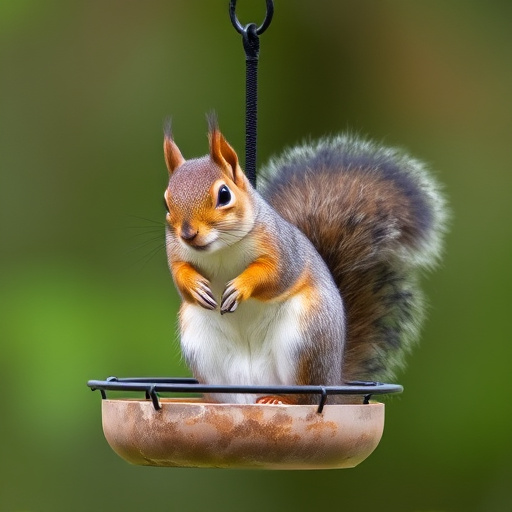 Birds feeding safely from anti-squirrel feeder