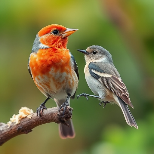Birds gathering around hanging suet feeder