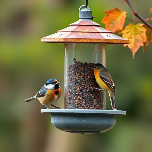 Birds gathering around seed mix