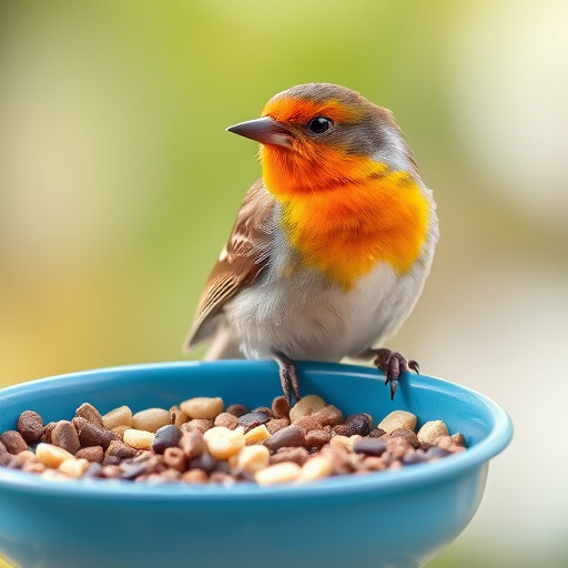 Birds pecking at mixed seed blend