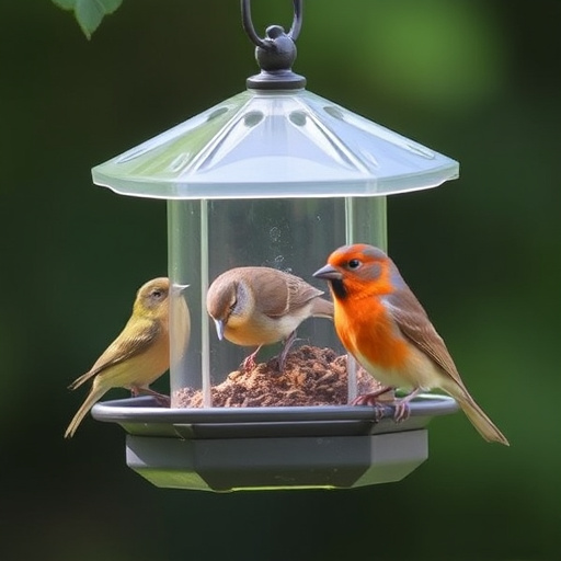 Birds pecking at restricted feeder ports