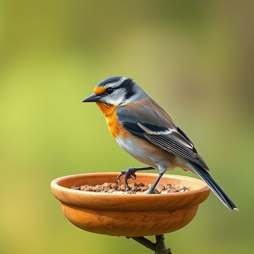 Birds pecking at scattered peanuts