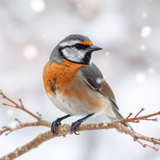 Birds perched on snowy bird feeder