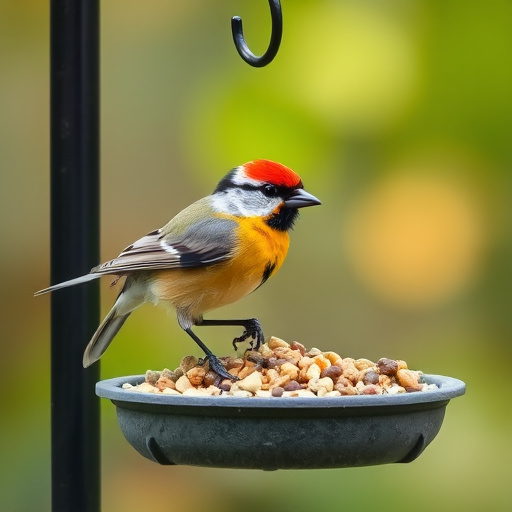 Birds perched on transparent window feeder