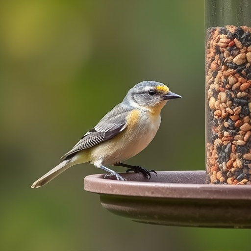Birds perched on weatherproof feeder