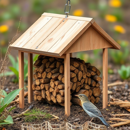Birds sheltering under weatherproof feeder