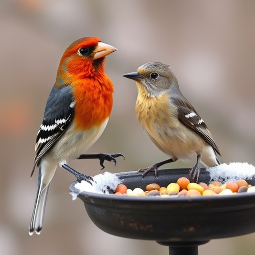 Birdseed mix in mesh feeder bag