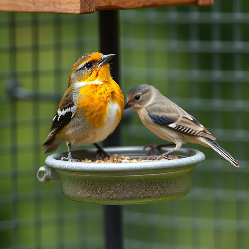 Blackbird near enclosed seed platform