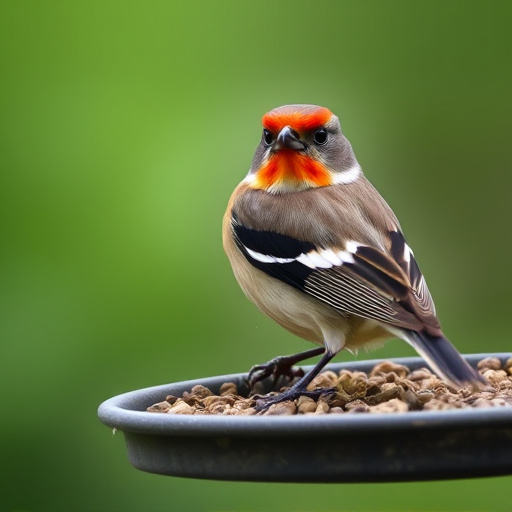Blackbird near enclosed seed platform