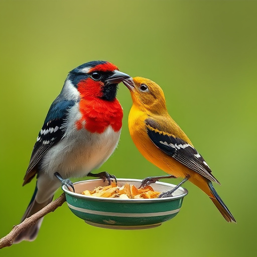 Blackbirds pecking at berries