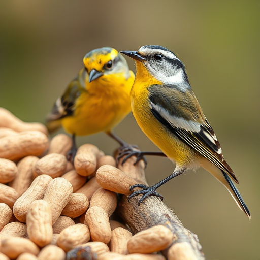 Blue tit feeding on hanging peanut feeder
