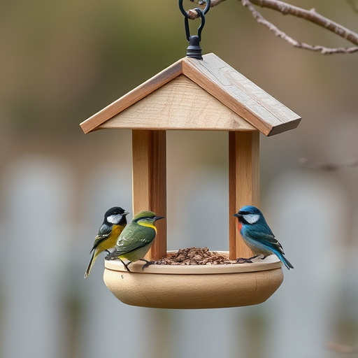 Blue tit feeding on hanging peanut feeder