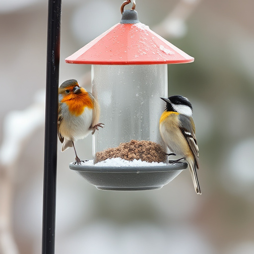 Blue tit holding peanut piece
