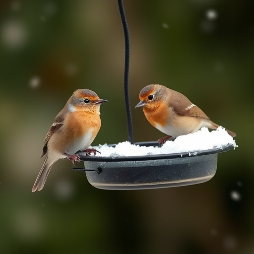Blue tit perched beside mealworms bowl