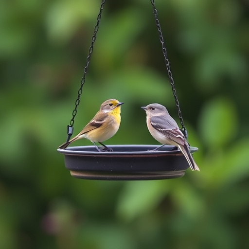 Blue tit perched on hanging feeder