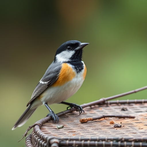Blue tit perched on hanging feeder