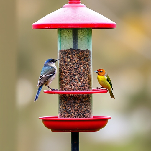 Blue tit perched on hanging feeder