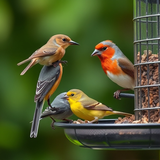 Blue tit perched on sunflower heart feeder
