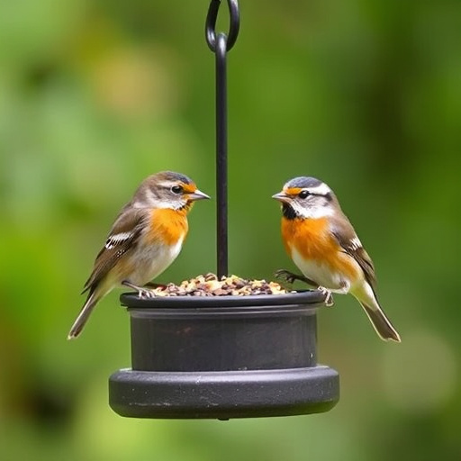 Blue tit perched on sunflower heart feeder