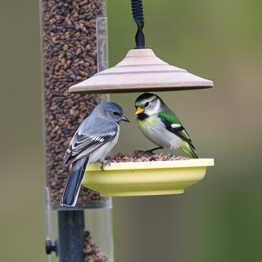 Blue tit perched on sunflower heart feeder