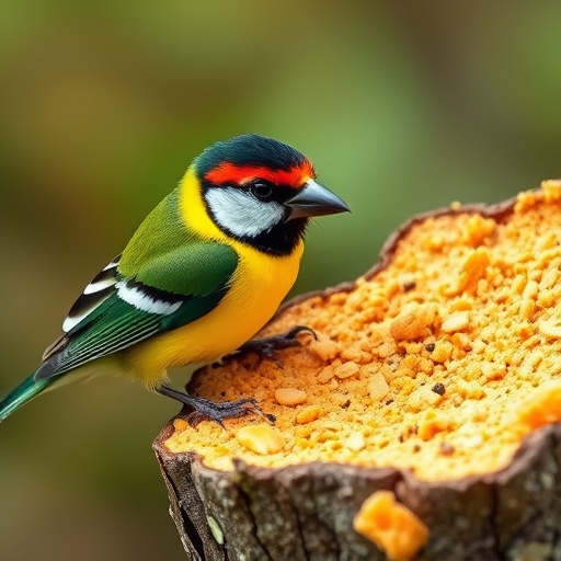 Blue tits and robins eating suet