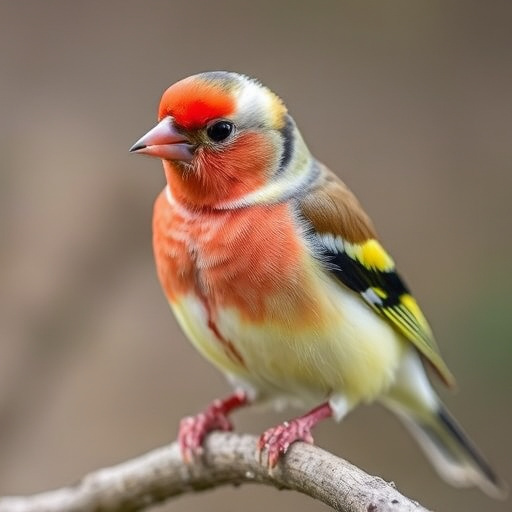 Bright yellow finch perched on mesh tube