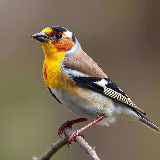 Bright yellow finch perched on mesh tube