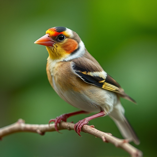 Bright yellow finch perched on mesh tube