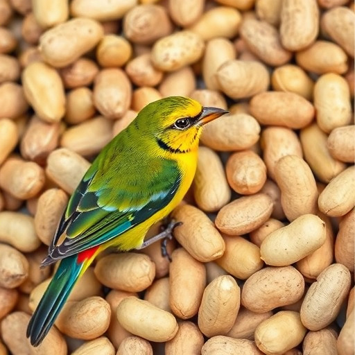 Bulk bags of peanuts stacked neatly