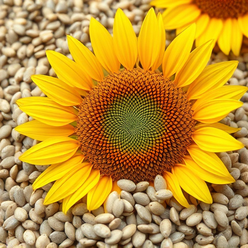 Clean sunflower hearts in metal mesh feeder